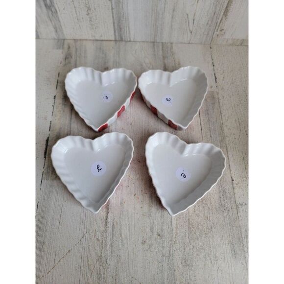 Valentine Pacific Island Creations ceramic heart striped dish set - Picture 3 of 7